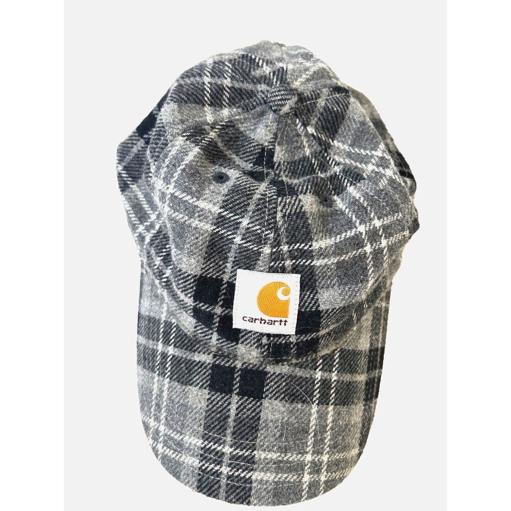 Carhartt Logo Gray Flannel Baseball Cap Plaid one size fits all